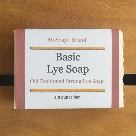 White Basic Lye Soap with Red and White paper label packaging