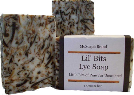 White lye soap with bits of pine tar soaps